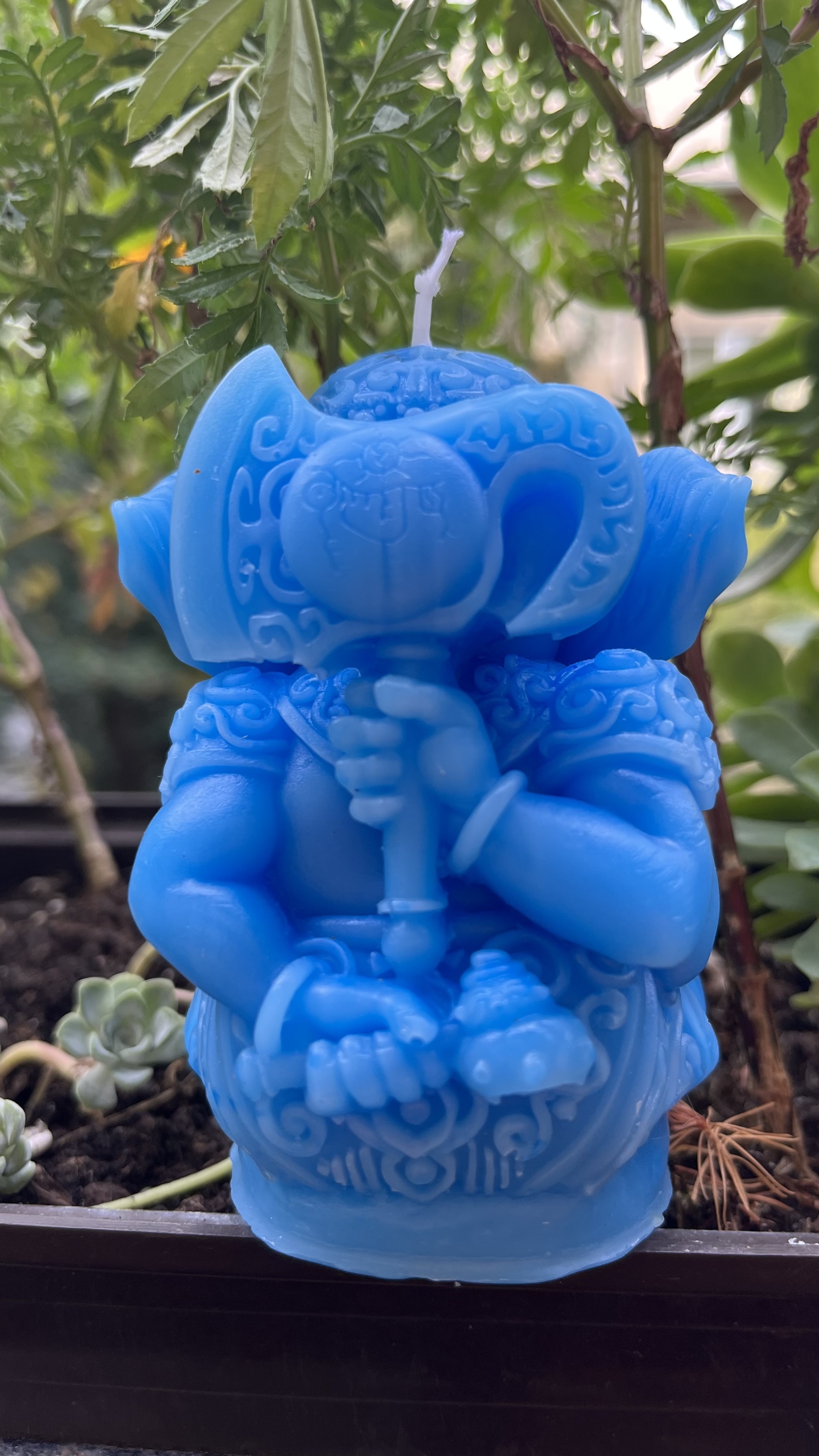 Ganésa szobrok - Ganesha gyertya szobor  <span style="font-size: 1rem;">Ganesha kék gyertya szobor</span> 