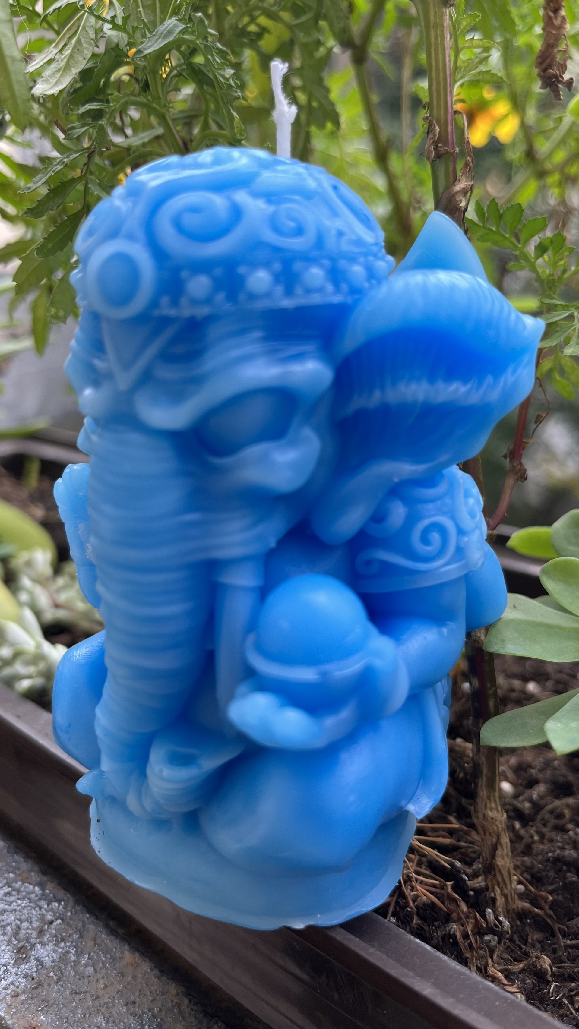 Ganésa szobrok - Ganesha gyertya szobor  <span style="font-size: 1rem;">Ganesha kék gyertya szobor</span> 