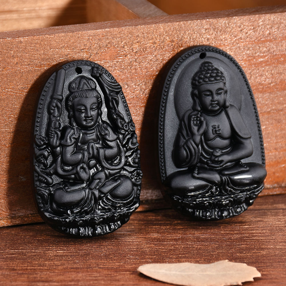 Nyaklánc - Meditáló Buddha Obszidián nyaklánc  Obszidi&aacute;n Buddha nyakl&aacute;nc 